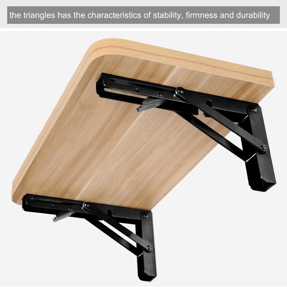 Folding Shelf Brackets - Heavy Duty Metal Collapsible Shelf Bracket (Pack of 2)