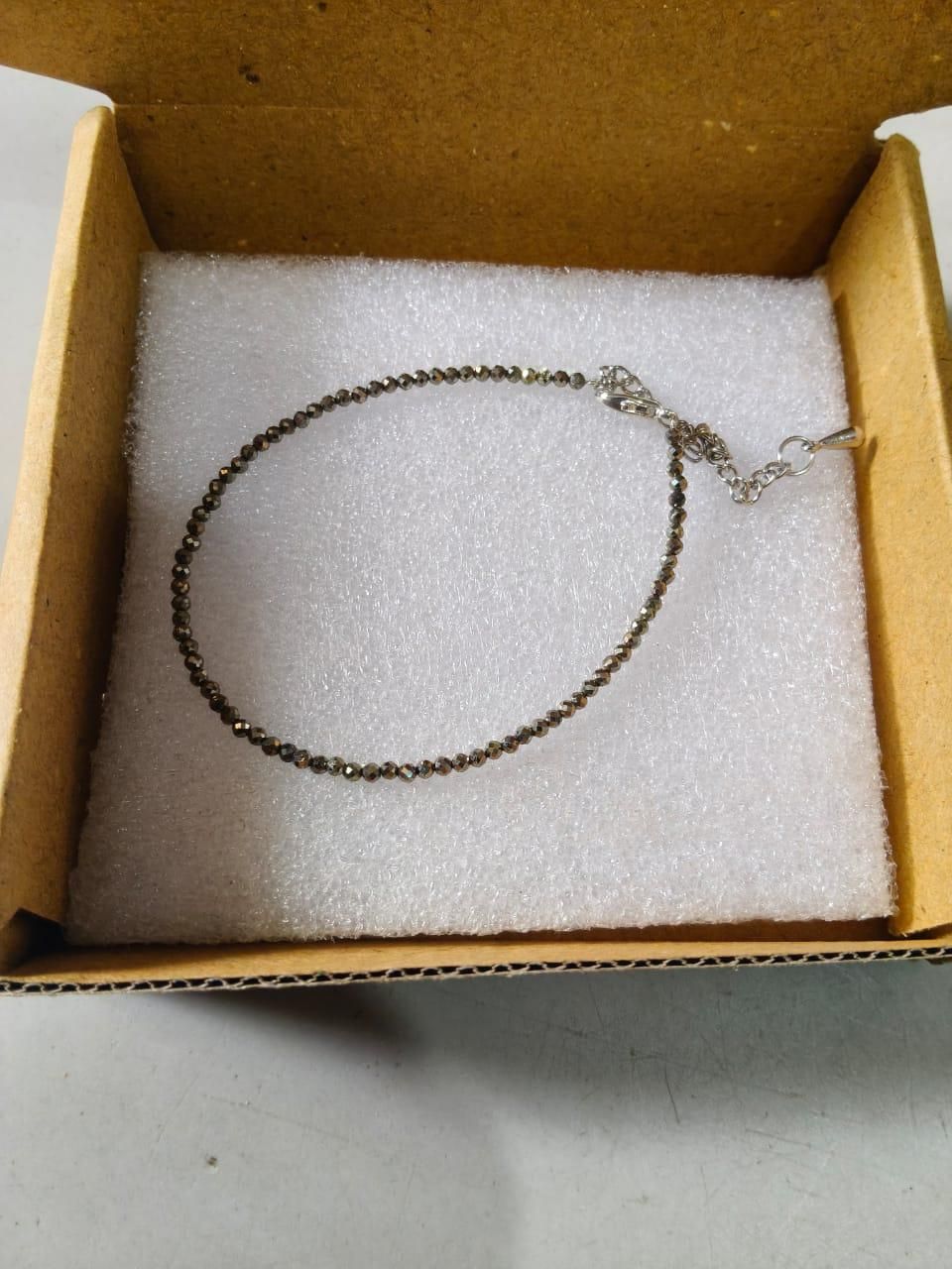 EverMine Crystal Raw Pyrite Anklet for Women