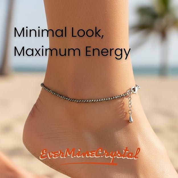 EverMine Crystal Raw Pyrite Anklet for Women