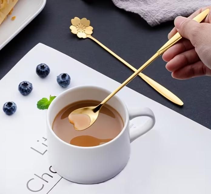 Golden Finished Floral Spoon Set of 4