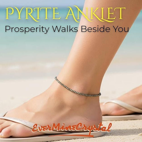 EverMine Crystal Raw Pyrite Anklet for Women
